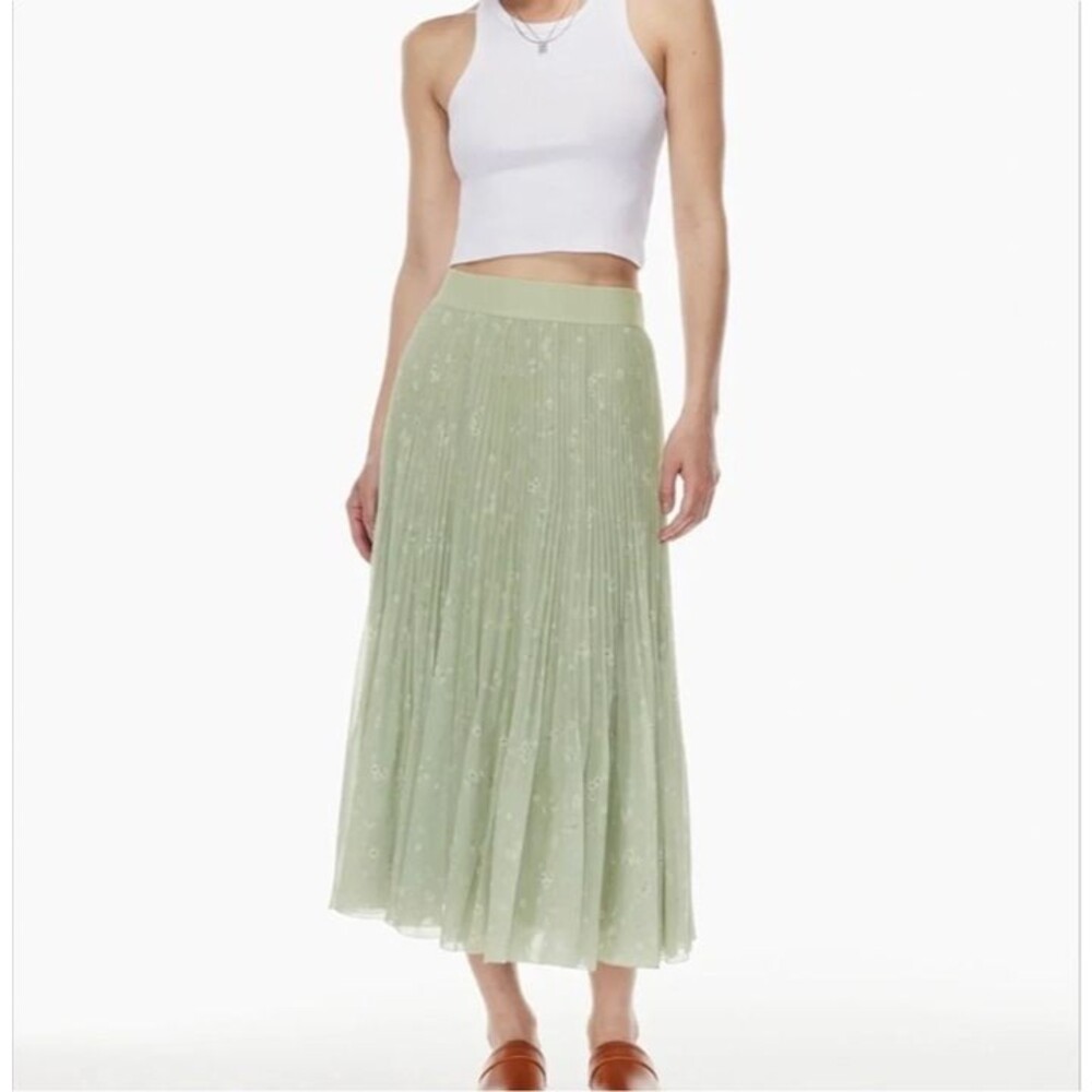 NWOT Aritzia Limited Edition Design Twirl Skirt in Sage Green/ Floral Size L